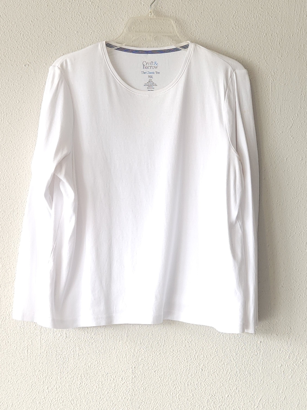 Croft & Barrow Women’s Long-Sleeve Crewneck Shirt - White PETITE PLUS SIZE XXXL